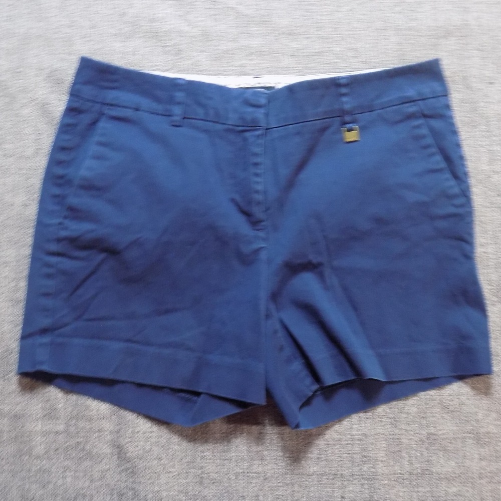 Nautica Chino Shorts Womens 6 Navy Blue Good Stretch Cotton Nautical Anchor